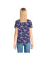 Women's Relaxed Supima Cotton Short Sleeve V-Neck T-Shirt Deep sea navy paisley floral, XSmall - фото #4