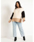 Plus Size Colorblocked Relaxed Sweater - 14/16, Butter Cream Tan