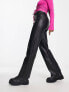 Фото #3 товара Cotton:On vegan leather straight trousers in black