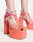 Фото #3 товара Circus NY Paddie platform heels in orange popsicle print