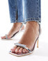 Фото #1 товара Glamorous bow barely there heeled sandals in silver