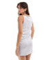 Фото #4 товара ASOS DESIGN racer neck satin mini dress in silver