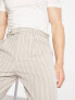 ASOS DESIGN tapered smart trousers in stone prep pin stripe