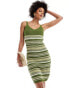 Фото #4 товара JDY Tall knitted stripe dress in khaki