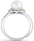 ფოტო #3 პროდუქტის Cultured Freshwater Pearl (7mm) & Diamond (1/20 ct. t.w.) Ring in 14k White Gold