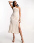 Фото #6 товара ASOS DESIGN asymmetric ruched bust soft a-line midi dress in ivory blush