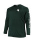 Men's Green Michigan State Spartans Big and Tall Terminal Tackle Omni-Shade Long Sleeve Raglan T-shirt