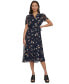 Фото #3 товара Women's Floral Chiffon Polo-Collar Midi Dress