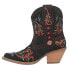 Dingo Sugar Bug Floral Embroidery Round Toe Cowboy Booties Womens Black Casual B