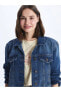 Фото #6 товара Düz Uzun Kollu Kadın Jean Gömlek Ceket