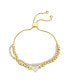 ფოტო #1 პროდუქტის Cubic Zirconia Mother of Pearl Heart Beaded Double Strand Bolo Bracelet