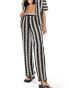 Фото #2 товара Iisla& Bird knitted stripe beach trouser co-ord in black and white