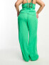 Vero Moda Curve shirred waist wide leg trouser co-ord in bright green