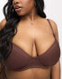 ASOS DESIGN Curve microfibre moulded t-shirt bra in brown US 38H - фото #2