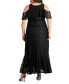 ფოტო #2 პროდუქტის Plus Size Riviera Lace Cold Shoulder Maxi Dress