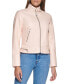 Фото #3 товара Women's Faux Leather Latch Collar Racer Jacket