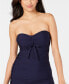 Фото #1 товара Dkny 260683 Women Bow-Tie Bandeau Tankini Top Swimwear Navy Size X-Small