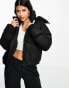 The Couture Club oversized cropped puffer jacket in black with tie hem Черный, XL - фото #1