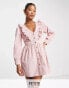 Фото #1 товара Miss Selfridge Petite ruffle yolk corduroy dress in pink