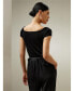 ფოტო #3 პროდუქტის Women's Off-Shoulder Silk Sweater Top