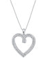 Фото #1 товара Macy's diamond Double Row Heart Pendant Necklace (1/2 ct. t.w.) in Sterling Silver, 16" + 2" extender