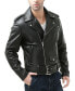 Фото #2 товара Men Classic Leather Motorcycle Jacket - Big and Tall