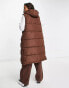 Фото #2 товара New Look longline padded gilet in dark brown