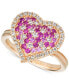 Фото #1 товара Strawberry Ombré® Pink Ombré Ruby (1/2 ct. t.w.) & Nude Diamond (3/8 ct. t.w.) Heart Ring in 14k Rose Gold