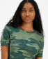 Juniors' Camo Embellished-Star Ribbed Baby Tee