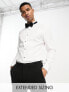 ASOS DESIGN easy iron slim sateen formal dress shirt with bib in white