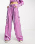 Something New X Madeleine Pedersen cargo pant co-ord in iridescent purple