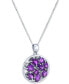 Macy's amethyst (3-1/8 ct. t.w.) & Diamond (1/20 ct. t.w.) Cluster 18" Pendant Necklace in Sterling Silver