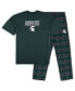 ფოტო #1 პროდუქტის Men's Green Michigan State Spartans Big Tall 2-Pack T-Shirt Flannel Pants Set