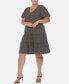 ფოტო #4 პროდუქტის Plus Size Short Sleeve V-neck Tiered Midi Dress