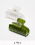 Accessorize 2 pack hair claw clips in green/pearl