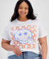 ფოტო #3 პროდუქტის Trendy Plus Size Smiley Graphic T-Shirt
