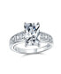 ფოტო #1 პროდუქტის Timeless Classic AAA Cubic Zirconia 4CT Rectangle Emerald Cut Solitaire Engagement Ring For Women CZ Side Baguette Band .925 Sterling Silver