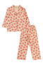 Kız Çocuk Pijama Takımı 2-5 Yaş Yumuşak Şeftali