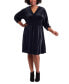 ფოტო #1 პროდუქტის Plus Size Velvet V-Neck Fit & Flare Dress