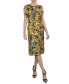 Фото #1 товара Women's Printed Cowl-Neck Short-Sleeve Satin Dress