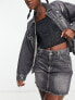 Armani Exchange mini denim skirt in grey