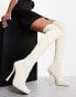 Фото #1 товара Public Desire Bubbles over the knee knitted stiletto boots in off white