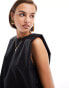 Фото #2 товара ASOS DESIGN sleeveless shoulder pad woven t-shirt in black