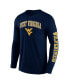 Фото #3 товара Men's Navy West Virginia Mountaineers Distressed Arch Over Logo 2.0 Long Sleeve T-shirt