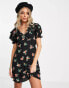 Фото #1 товара Topshop grunge floral collar mini tea dress in multi