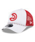 Men's White/Red Atlanta Hawks Court Sport Foam A-Frame 9FORTY Adjustable Trucker Hat