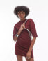 Topshop premium seamed t-shirt mini dress in burgundy Бордовый, S - EU 36-38 - фото #3