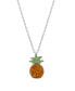 ფოტო #1 პროდუქტის Yellow and Green Crystal Pineapple Necklace (17/25 ct. t.w.) in Fine Silver Plated Brass