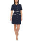 Фото #1 товара Petite Piping Trim Belted Shirtdress
