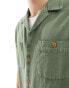 Cotton On contrast sleeve sage short sleeve utility shirt MILITARY-SALBEIGRÜN, S - Chest 47 - фото #3